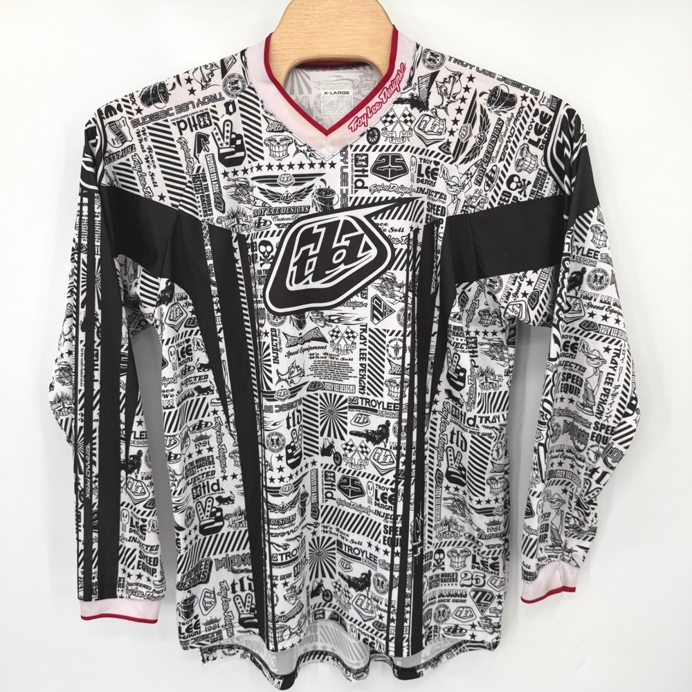 Troy Lee Designs Jersey Men XL White Black GP Air All Over Print Racing Mesh
